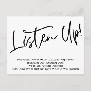 Listen Up! Postponed Wedding Announcement Postcard
