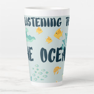 Listening To The Ocean, Earth Day, Sea Animals Latte Mug