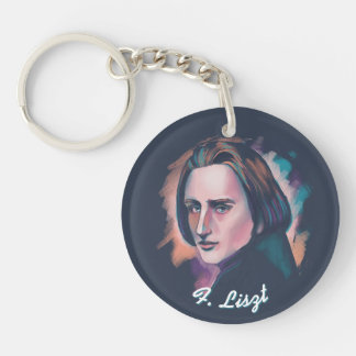 Liszt Watercolor Portrait Quote Acrylic Keychain