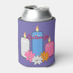 Lit Candle Flowers Thunder_Cove Can Cooler