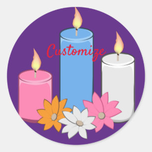 Lit Candle Flowers Thunder_Cove Classic Round Sticker