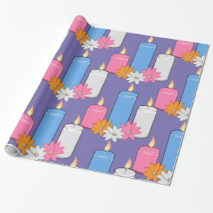 Lit Candle Flowers Thunder_Cove Wrapping Paper