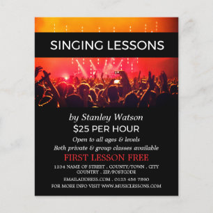 Lit Concert Crowd, Vocalist Lessons Advertising Flyer