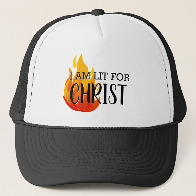 LIT FOR CHRIST Christian Trucker Hat (Front)