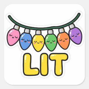 Lit Funny Christmas Lights Pun Sticker