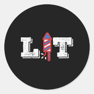Lit Funny Fireworks 4th Of July Party Aamerican Classic Round Sticker