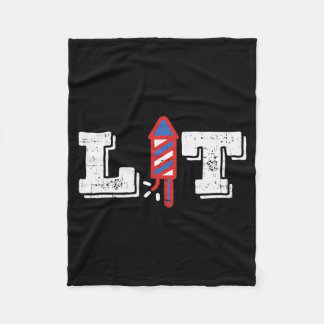 Lit Funny Fireworks 4th Of July Party Aamerican Fleece Blanket