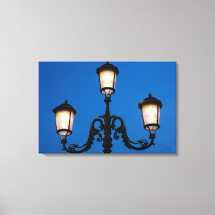 Lit Lamp At Night, Venice Canvas Print