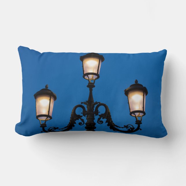 Lit Lamp At Night, Venice Lumbar Cushion (Front)