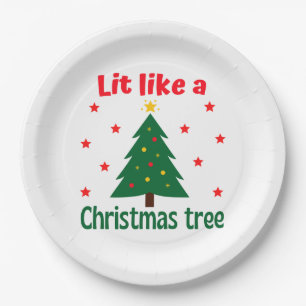 Lit Like A Christmas Tree Christmas   Paper Plate