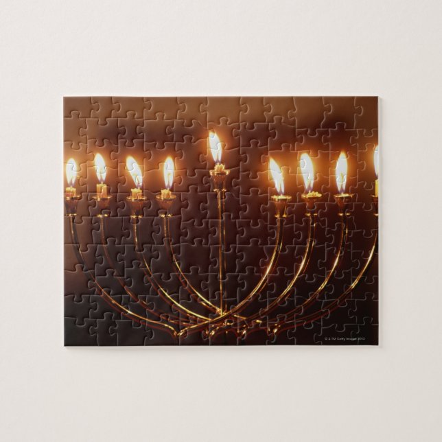 Lit menorah, Israel Jigsaw Puzzle (Horizontal)