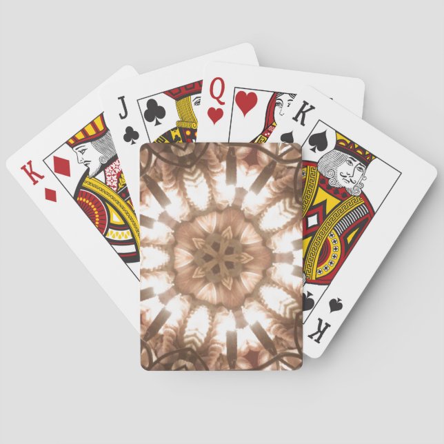 Lit Merry Christmas Tree Lights Kaleidoscope Art Playing Cards (Back)
