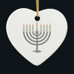 Lit Silver Hanukkah Menorah with Star of David Ceramic Tree Decoration<br><div class="desc">Lit Silver Hanukkah Menorah with Star of David. Perfect for celebrating Hanukkah! 
 Did you know? You can customise this item by clicking "Customise It"!</div>