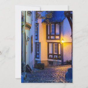 Lit Street Lamp on Cobbled Street Thank You Card