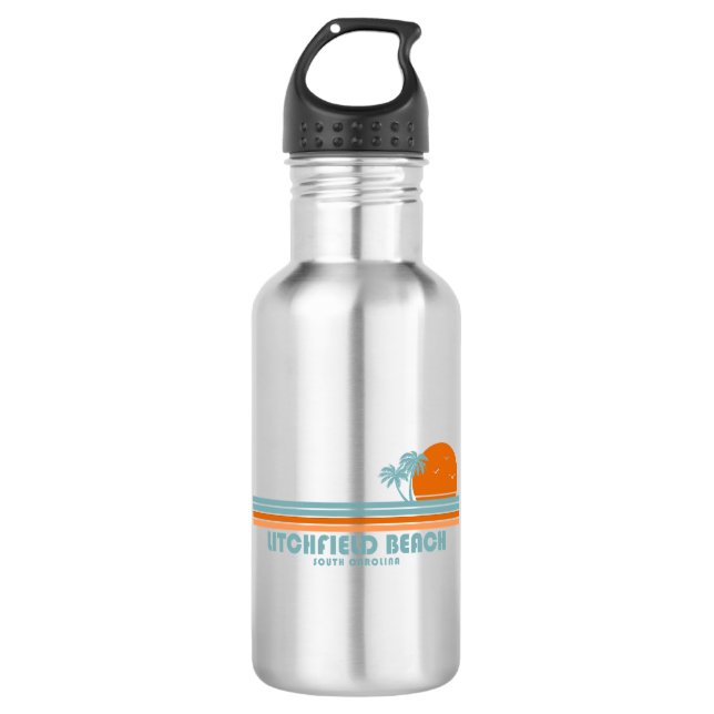 Litchfield Beach South Carolina Sun Palm Trees 532 Ml Water Bottle (Front)