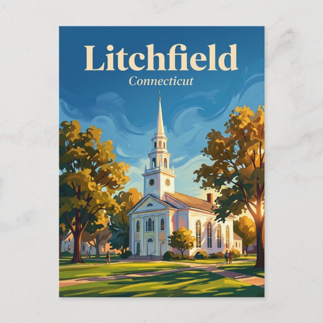 Litchfield Historic District Connecticut Postcard (Front)