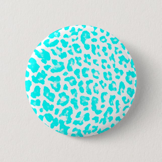 Lite Blue Leopard Print 6 Cm Round Badge (Front)