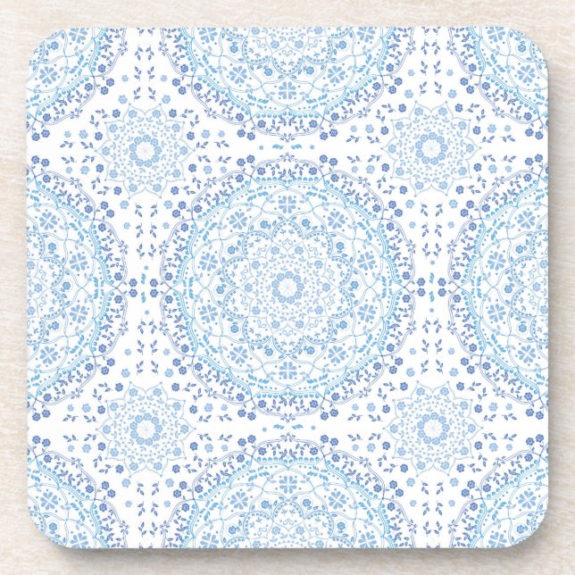 Lite blue mandala coaster (Front)
