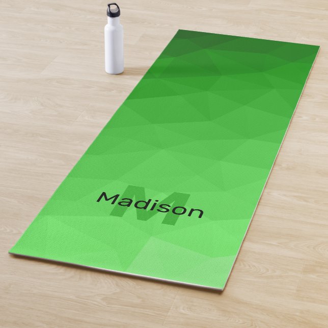 Lite green gradient geometry mesh pattern Monogram Yoga Mat (In Situ)