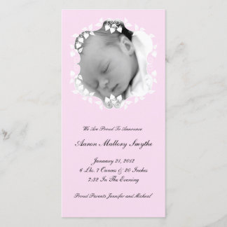 Lite Pink Girl New Baby Photo Card