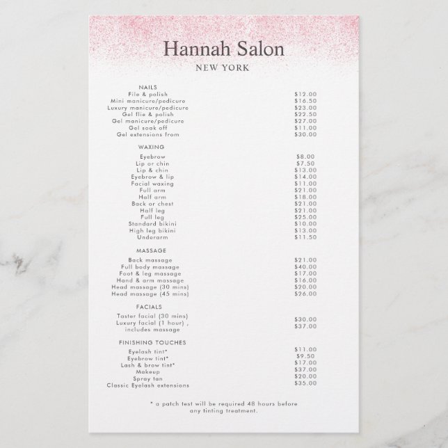 Lite Pink Glitter Beauty Salon Flyer (Front)