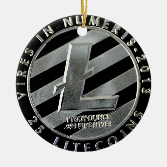 litecoin Coins Ceramic Tree Decoration (Front)