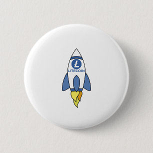 Litecoin To The Moon Rocket 6 Cm Round Badge