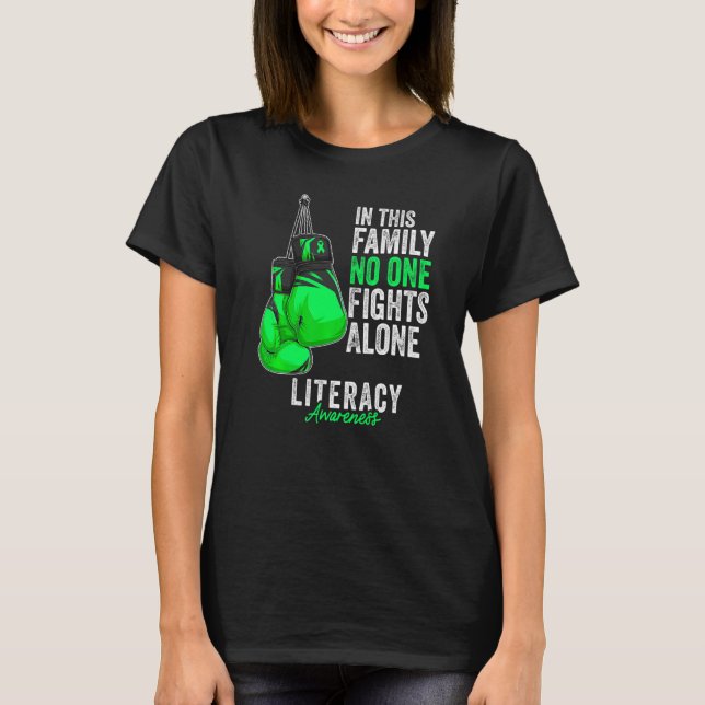 Literacy Awareness Month Gloves Green Ribbon T-Shirt (Front)