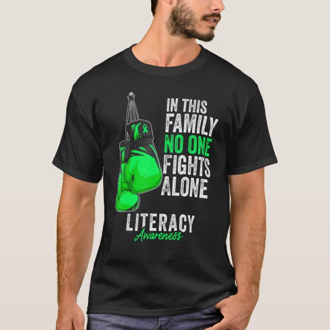 Literacy Awareness Month Gloves Green Ribbon T-Shirt (Front)