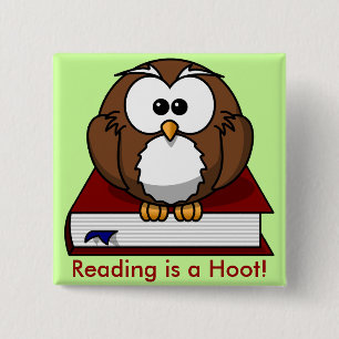 Literacy Awareness: Reading is a Hoot 15 Cm Square Badge