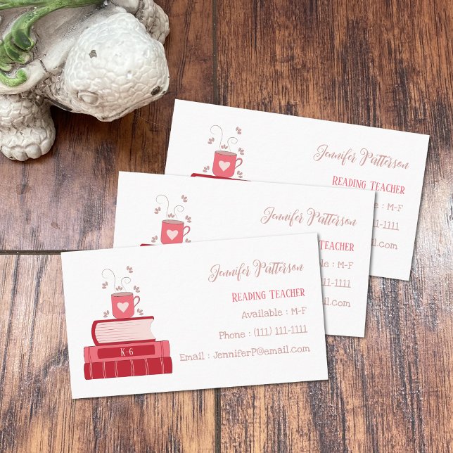 Literacy Coach Red Books White Business Cards (Creator Uploaded)