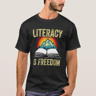 Literacy Is Freedom Reading Vintage Book T-Shirt