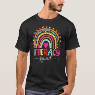 Literacy Squad Reading Teacher Rainbow Back To Sch T-Shirt