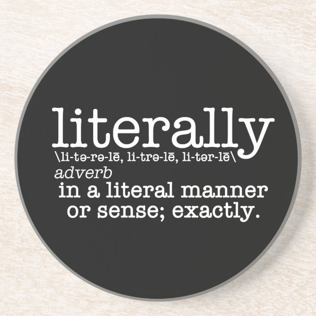 Literally Definition English Grammar Coaster (Front)