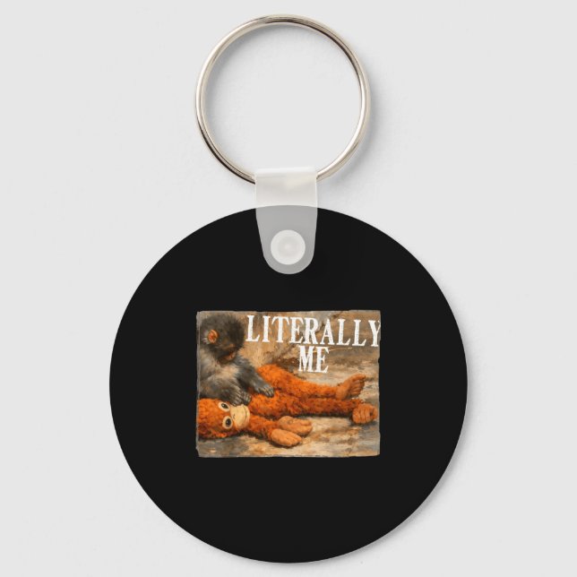 Literally me monkey punch baby monkey and plush to key ring (Front)