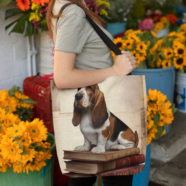 Literary Basset Hound Tote Bag (Creator Uploaded)