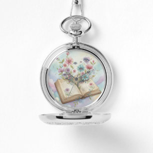 Literary Bloom: Open Book & Wildflower Psychedelic Watch