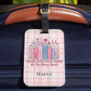 Literary Blooms Book Stack Soft Plaid Luggage Tag