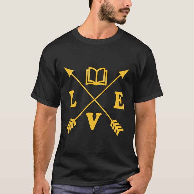 Literary Book Reading Arrow Basic Bohemian Style T-Shirt (Front)