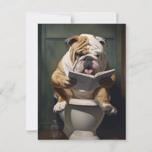 Literary Bulldog   Funny Bathroom Humour Postcard