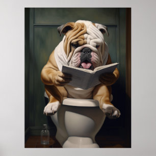 Literary Bulldog   Funny Bathroom Humour Poster