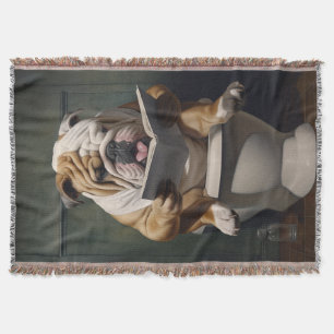 Literary Bulldog Funny Bathroom Humour Throw Blanket
