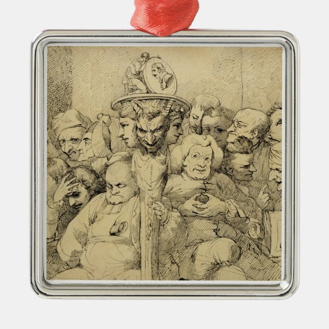 Literary Characters Assembled Around the Medallion Metal Tree Decoration (Front)