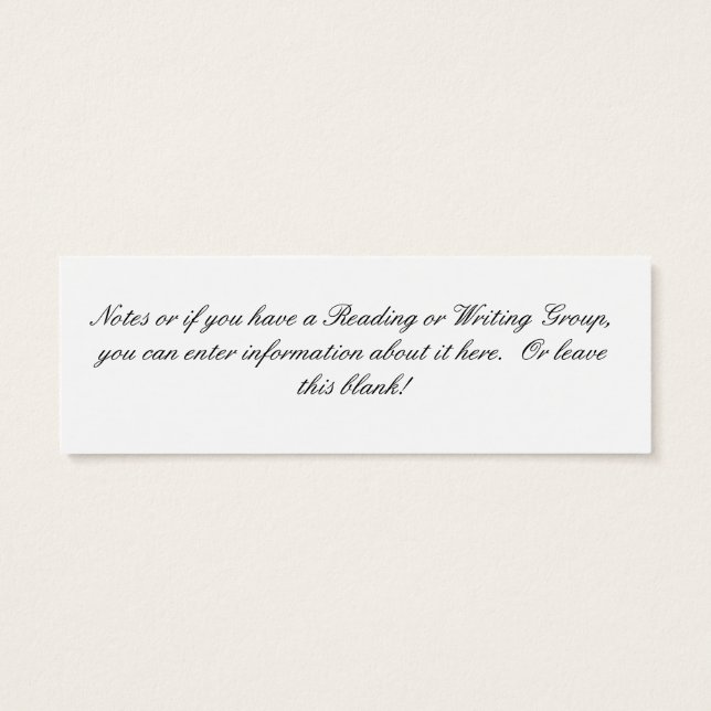 Literary Chick Bookmark to Customise (Back)