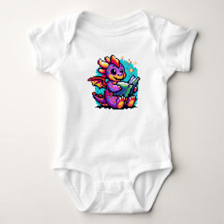Literary Dragon: 8-Bit Bookworm Fantasy Baby Bodysuit