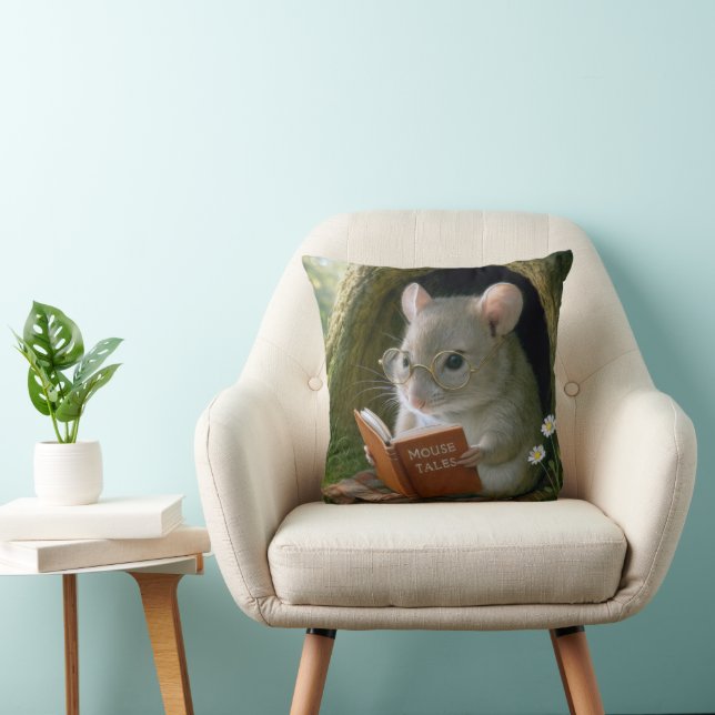 Literary Mouse In a Cosy Tree Hole Cushion (Chair)