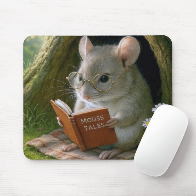 Literary Mouse In a Cosy Tree Hole Pad (With Mouse)