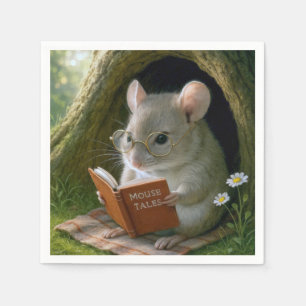 Literary Mouse In a Cozy Tree Hole Napkin
