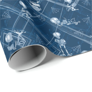 Literary Skeletons Book Reading Halloween Skulls Wrapping Paper