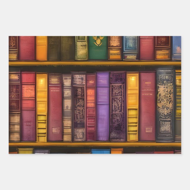 Literary Treasures - Classic Old Books Wrapping Paper Sheet (Front)
